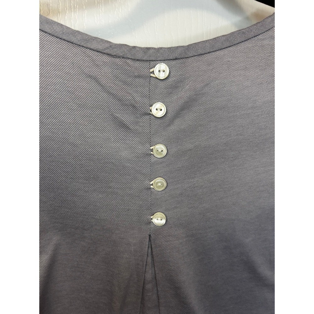 Hinson Wu Women Gray 3/4 Sleeve Pleated Back Button Detail‎ Top Size 10 - Picture 3 of 6
